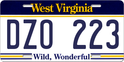 WV license plate DZO223