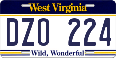 WV license plate DZO224
