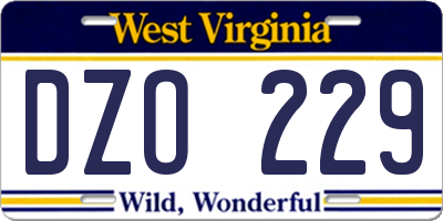 WV license plate DZO229