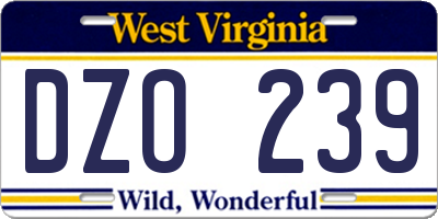 WV license plate DZO239