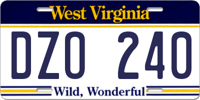 WV license plate DZO240