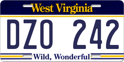 WV license plate DZO242
