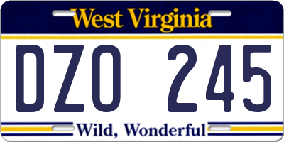 WV license plate DZO245