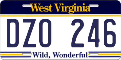 WV license plate DZO246