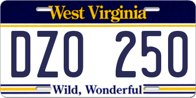 WV license plate DZO250