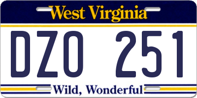 WV license plate DZO251