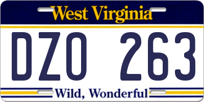 WV license plate DZO263