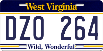 WV license plate DZO264