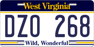 WV license plate DZO268