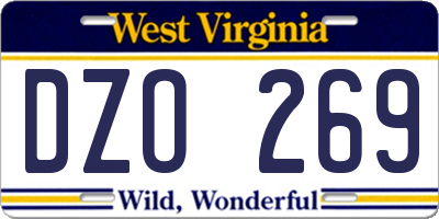 WV license plate DZO269
