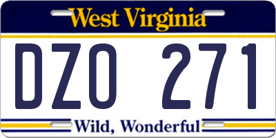WV license plate DZO271