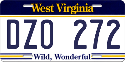 WV license plate DZO272