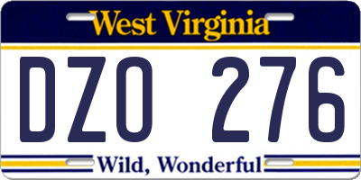 WV license plate DZO276