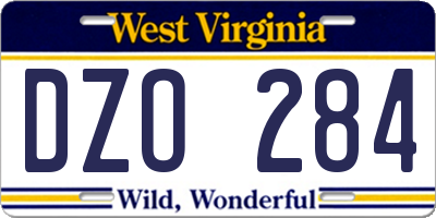 WV license plate DZO284