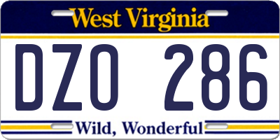 WV license plate DZO286