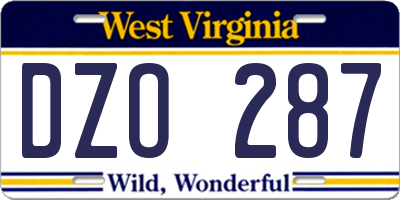 WV license plate DZO287