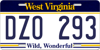 WV license plate DZO293