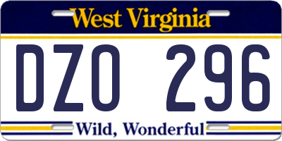 WV license plate DZO296