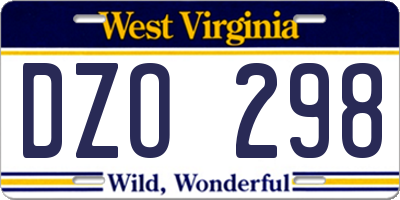 WV license plate DZO298