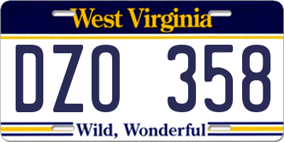 WV license plate DZO358