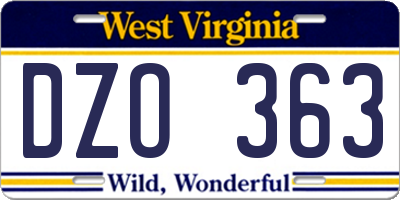 WV license plate DZO363