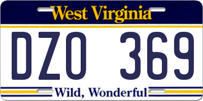 WV license plate DZO369