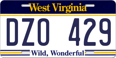 WV license plate DZO429