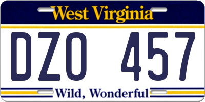 WV license plate DZO457