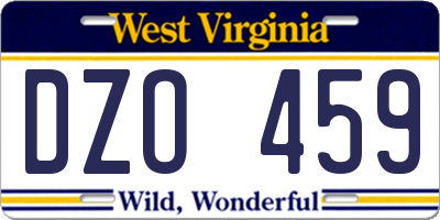 WV license plate DZO459