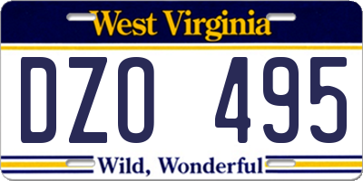 WV license plate DZO495