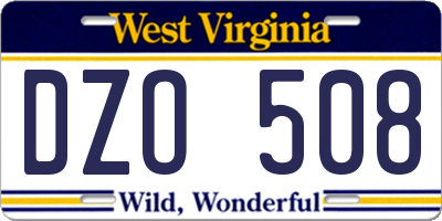 WV license plate DZO508
