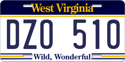 WV license plate DZO510