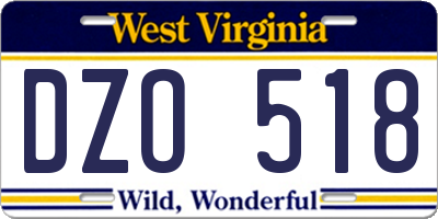 WV license plate DZO518