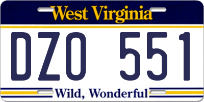 WV license plate DZO551