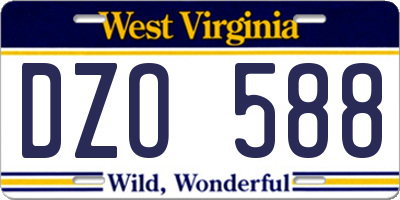 WV license plate DZO588