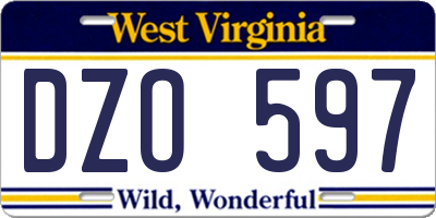 WV license plate DZO597