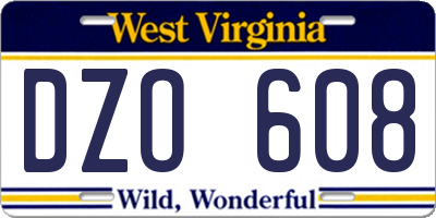 WV license plate DZO608