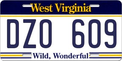 WV license plate DZO609