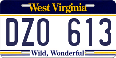 WV license plate DZO613