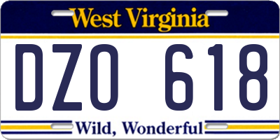 WV license plate DZO618