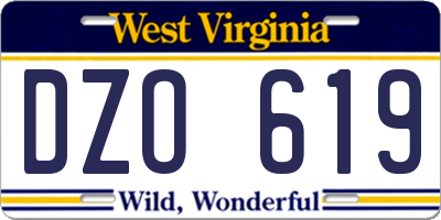 WV license plate DZO619