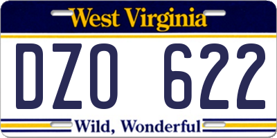 WV license plate DZO622