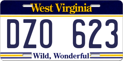 WV license plate DZO623