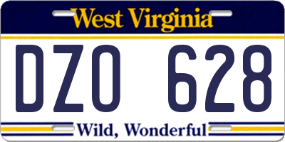 WV license plate DZO628