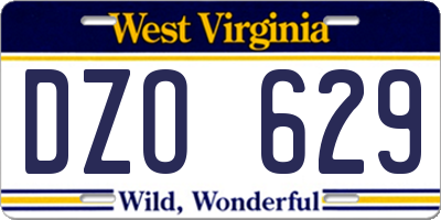 WV license plate DZO629