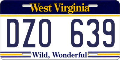 WV license plate DZO639