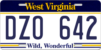 WV license plate DZO642