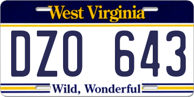 WV license plate DZO643