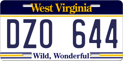 WV license plate DZO644