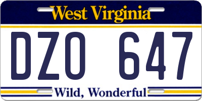 WV license plate DZO647
